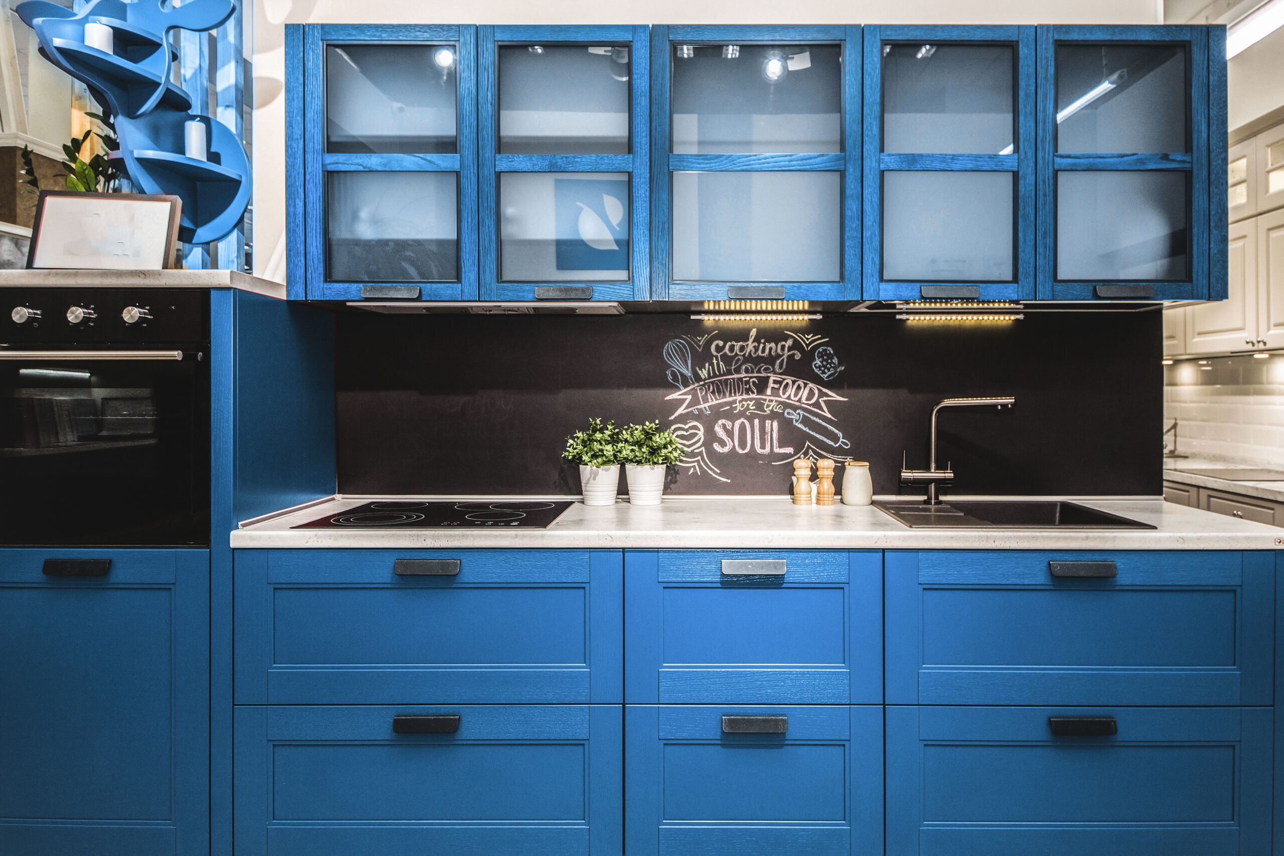 Kitchen Palette Ideas - A Bold Kitchen With Teal Cabinets And